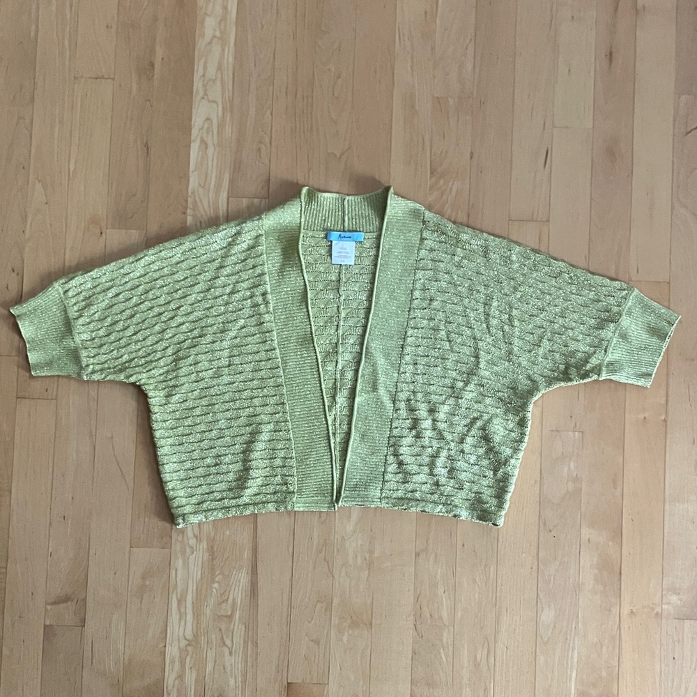 Metallic Marciano silk shrug bolero cardigan green-yellow gold Large